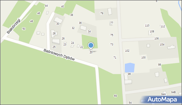 Wólka Radzymińska, Baśniowych Dębów, 20, mapa Wólka Radzymińska