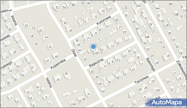 Wołomin, Bajeczna, 1, mapa Wołomin