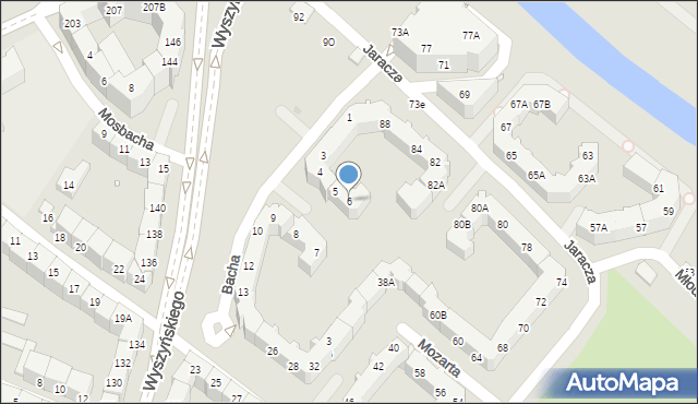 Wrocław, Bacha Jana Sebastiana, 6, mapa Wrocławia