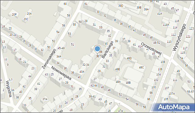 Wrocław, Barlickiego Norberta, 36, mapa Wrocławia