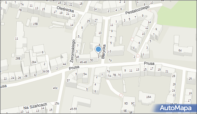 Wrocław, Barycka, 2, mapa Wrocławia