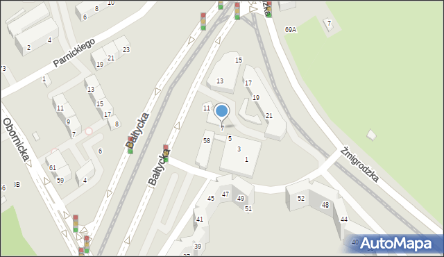 Wrocław, Bałtycka, 7, mapa Wrocławia