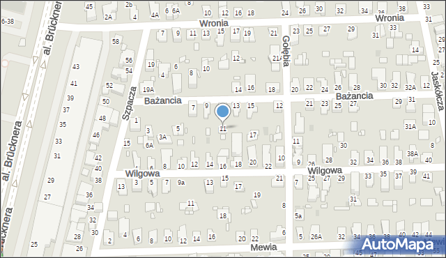 Wrocław, Bażancia, 11, mapa Wrocławia