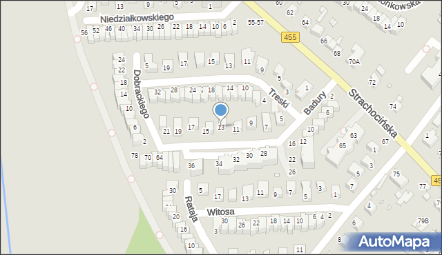 Wrocław, Badury Jerzego, 13, mapa Wrocławia
