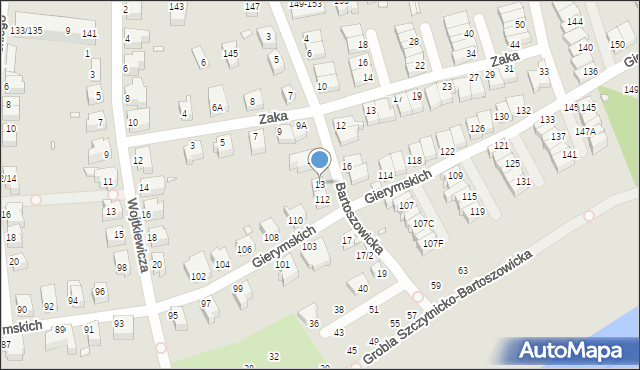 Wrocław, Bartoszowicka, 13, mapa Wrocławia
