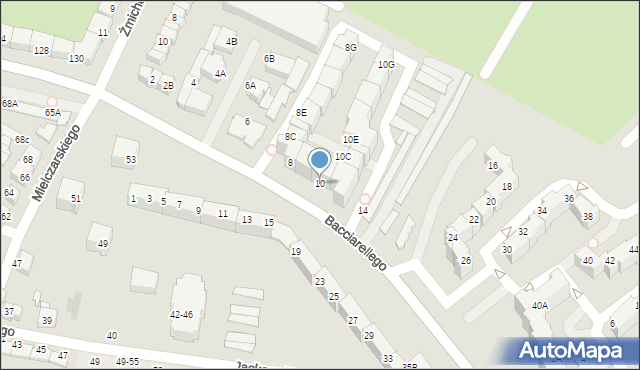 Wrocław, Bacciarellego Marcella, 10, mapa Wrocławia