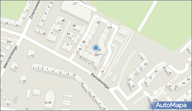 Wrocław, Bacciarellego Marcella, 10C, mapa Wrocławia