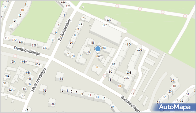 Wrocław, Bacciarellego Marcella, 6A, mapa Wrocławia