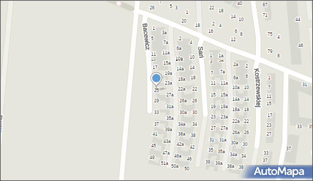 Wrocław, Bacewicz Grażyny, 25, mapa Wrocławia