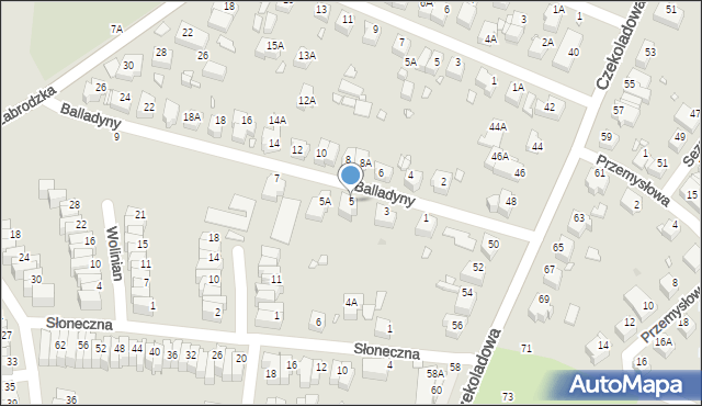 Wrocław, Balladyny, 5, mapa Wrocławia