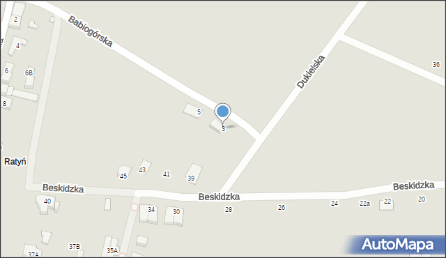 Wrocław, Babiogórska, 3, mapa Wrocławia