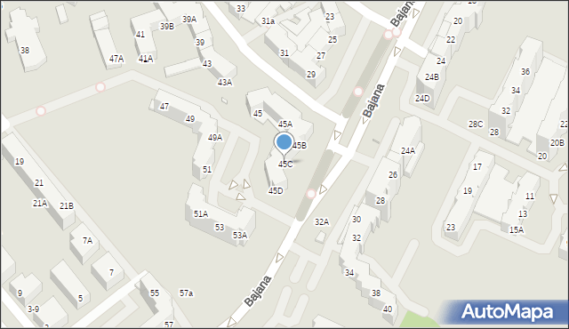 Wrocław, Bajana Jerzego, 11a, mapa Wrocławia