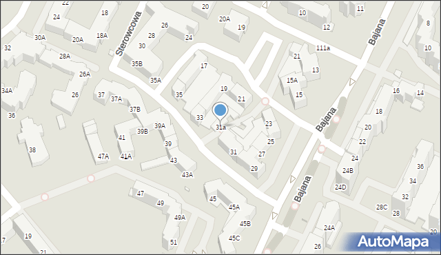 Wrocław, Bajana Jerzego, 31a, mapa Wrocławia