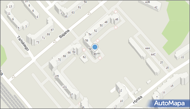 Wrocław, Bajana Jerzego, 60, mapa Wrocławia
