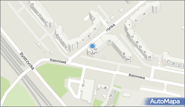 Wrocław, Balonowa, 43A, mapa Wrocławia