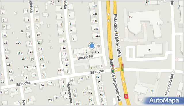Wrocław, Baskijska, 6, mapa Wrocławia