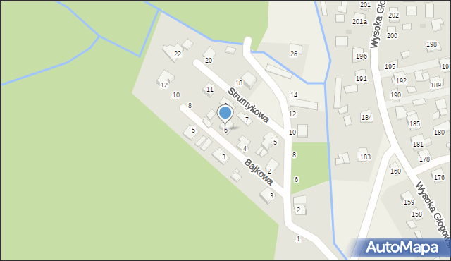 Wysoka Głogowska, Bajkowa, 6, mapa Wysoka Głogowska