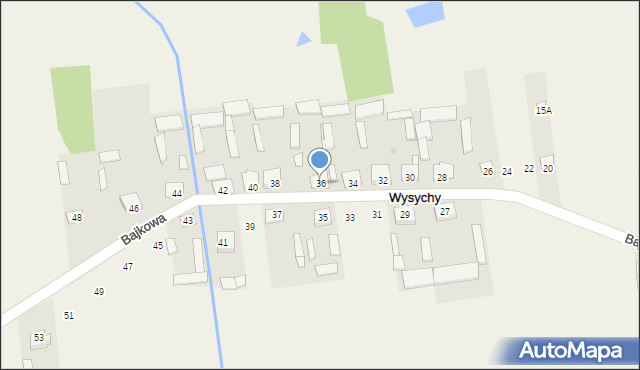 Wysychy, Bajkowa, 36, mapa Wysychy