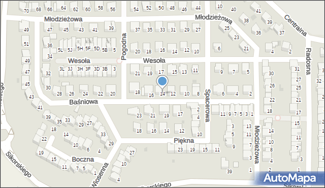 Wyszków, Baśniowa, 14, mapa Wyszków