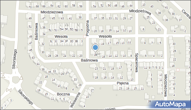 Wyszków, Baśniowa, 18, mapa Wyszków