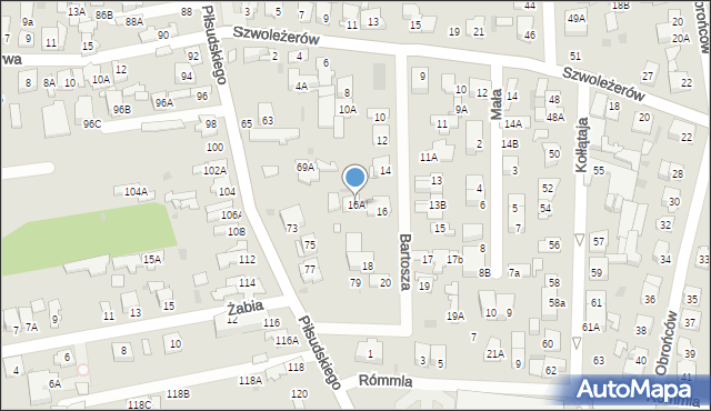 Ząbki, Bartosza, 16A, mapa Ząbki