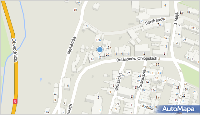 Ząbkowice Śląskie, Batalionów Chłopskich, 12, mapa Ząbkowice Śląskie