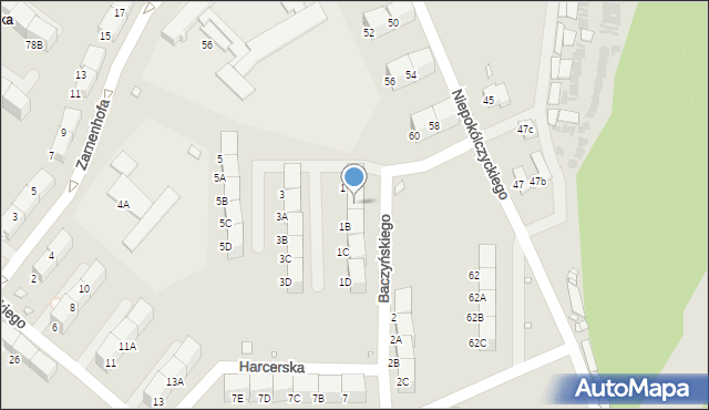 Zabrze, Baczyńskiego Krzysztofa Kamila, 1A, mapa Zabrza