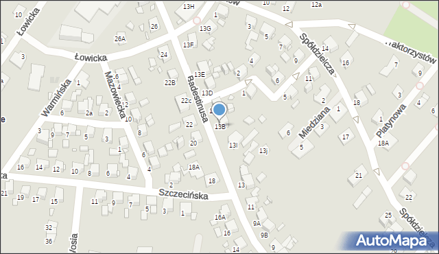 Zabrze, Badestinusa Jerzego, ks., 13B, mapa Zabrza
