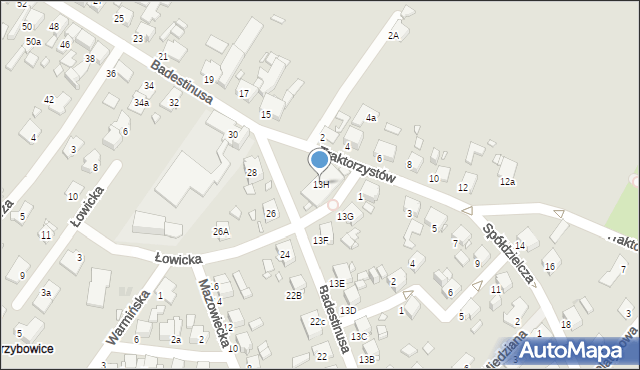 Zabrze, Badestinusa Jerzego, ks., 13H, mapa Zabrza