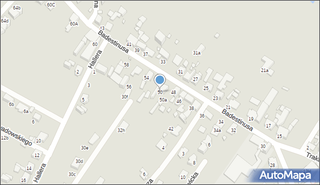 Zabrze, Badestinusa Jerzego, ks., 50, mapa Zabrza
