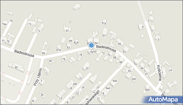 Zabrze, Badestinusa Jerzego, ks., 74, mapa Zabrza