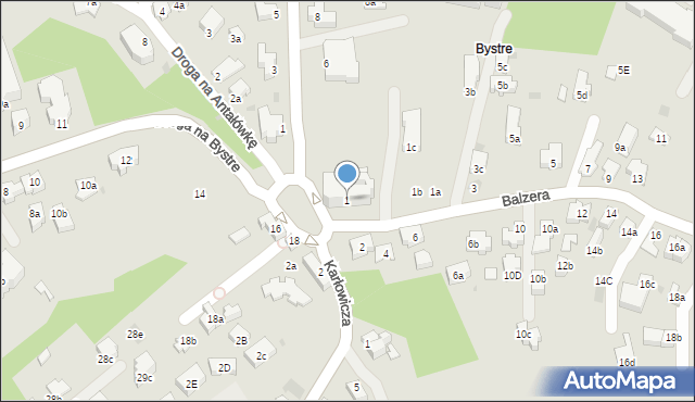 Zakopane, Balzera Oswalda, 1, mapa Zakopanego