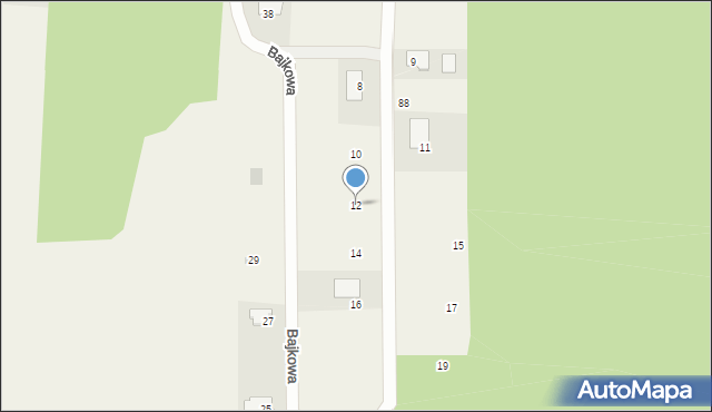 Załuski, Bajkowa, 12, mapa Załuski