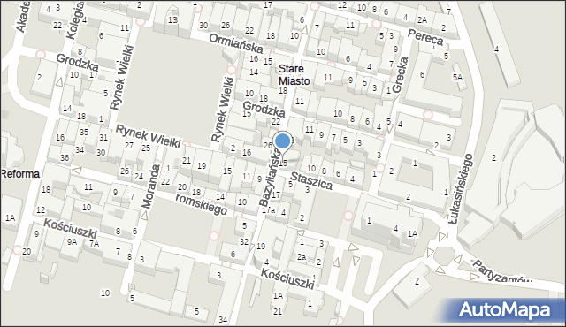 Zamość, Bazyliańska, 15, mapa Zamościa