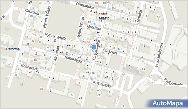 Zamość, Bazyliańska, 30, mapa Zamościa