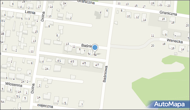 Zaścianki, Baśniowa, 5a, mapa Zaścianki