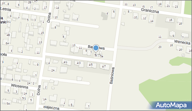 Zaścianki, Baśniowa, 5c, mapa Zaścianki
