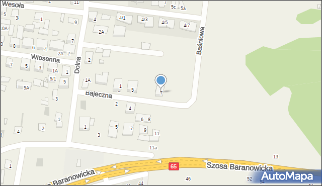 Zaścianki, Bajeczna, 7, mapa Zaścianki