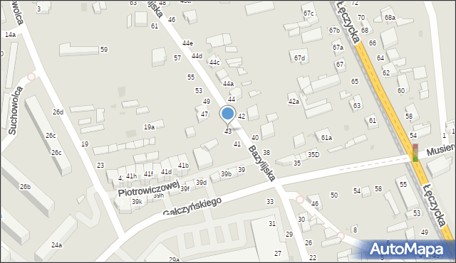 Zgierz, Bazylijska, 43, mapa Zgierz
