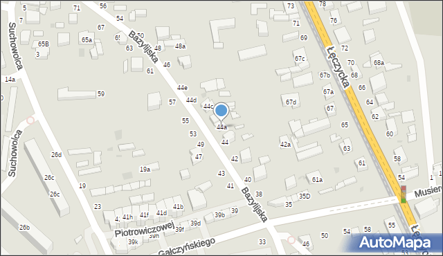 Zgierz, Bazylijska, 44a, mapa Zgierz