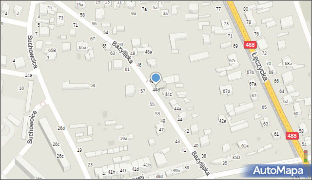 Zgierz, Bazylijska, 44d, mapa Zgierz