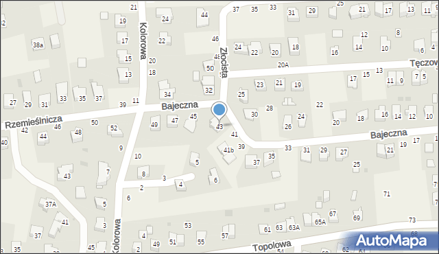Zgłobice, Bajeczna, 43, mapa Zgłobice