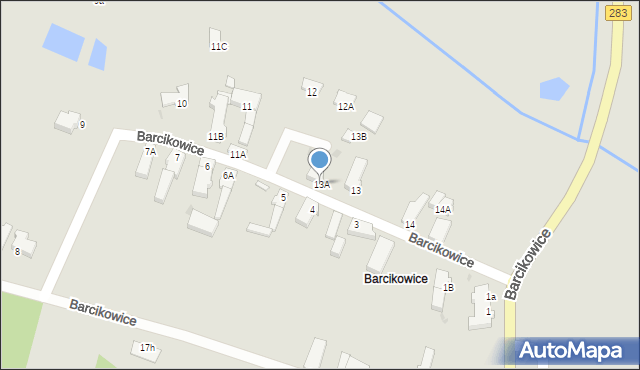 Zielona Góra, Barcikowice, 13A, mapa Zielona Góra