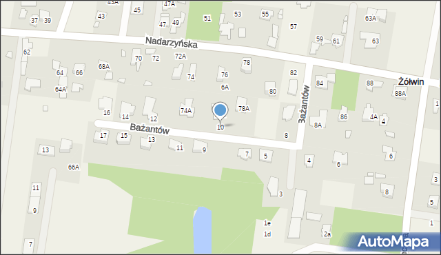 Żółwin, Bażantów, 10, mapa Żółwin