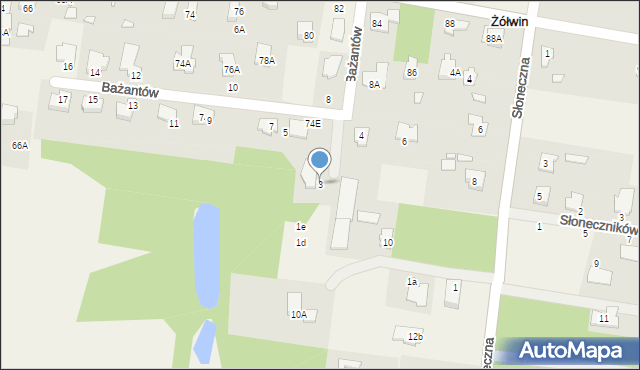 Żółwin, Bażantów, 3, mapa Żółwin