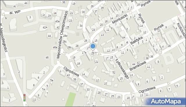 Żory, Bałdyka, 23, mapa Żor