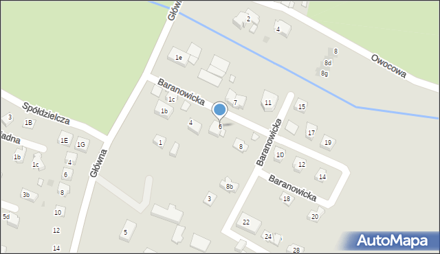 Żory, Baranowicka, 6, mapa Żor