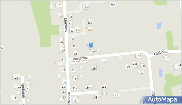 Żory, Bartocka, 1, mapa Żor