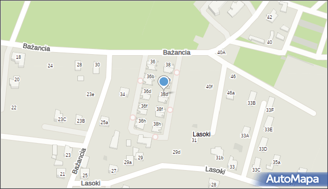 Żory, Bażancia, 38d, mapa Żor