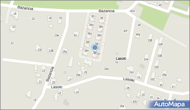 Żory, Bażancia, 38j, mapa Żor